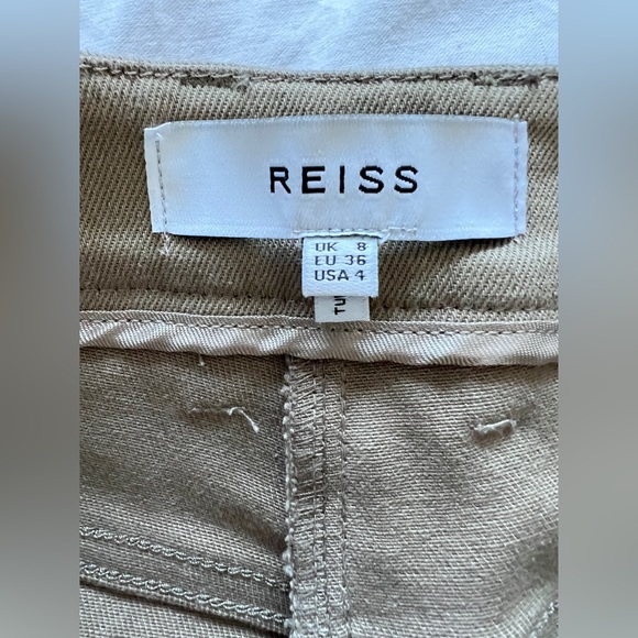 SOLD REISS Florence Flared Jeans high rise cotton front darts brown pants 4 S - Picture 10 of 14